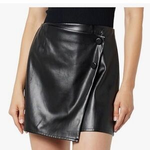 NWT The Drop Black Vegan Leather Wrap Mini Skirt XS